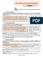 Cours Les Types Et Formes de Phrase - 4ème