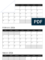 Calendario Completo Año 2024 Minimalista Blanco y Negro