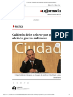 La Jornada - Calderón Debe Aclarar Por Qué Abrió La Guerra Antinarco