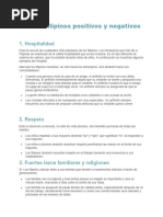 Valores Filipinos Positivos y Negativos