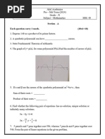 Set 1 Grade 10 MATHS Model Test Paper of Pre - Mid Term For Practice