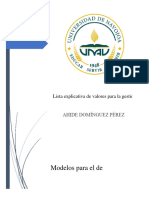 Lista Explicativa de Valores para La Gestión Propia de La Vida Personal y Profesional