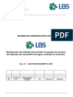 Declaración de Método para Pruebas y Puesta en Servicio de Tuberías de Suministro de Agua, Incluida La Cloración