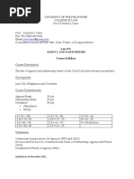 Agency & Partnership Syllabus 26 November 2011