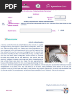 Reading Comprehension "Animals and Earthquakes"