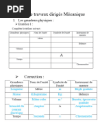 Sérié de Travaux Dirigés Mécanique 1 Ere Essyai