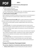 Material and Inventory Management: Types of Production Planning