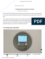 UV Light Intensity Units and Units Conversion