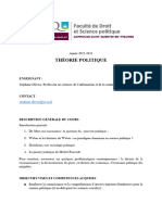 Fiche Syllabus - Cours L3 Thorie Politique - Olivesi