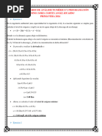 Examen Ordinario de Análisis Numérico y Programación