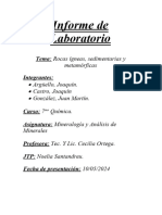 Informe de Laboratorio - Mineralogía y Análisis de Minerales