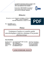 Techniques D'analyse Et Contrôle Qualité Microbiologique Et Physico-Chimique D'un Produit Pharmaceutique