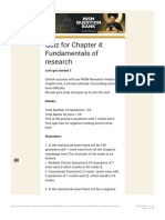 Quiz For Chapter 4 - Fundamentals of Research