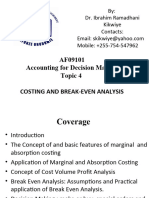 TOPIC 4 - AF09101 - Costing and Break-Even Analysis