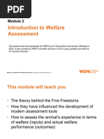 Welfare Assessment and The Five Freedoms