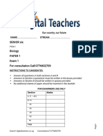 S6 Biology Paper 1 Set 1