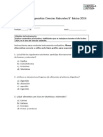 Evaluación Diagnostica 5° Ciencias