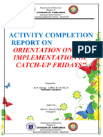 ACR On INSET IMPLEMENTATION ON THE CATCH UP FRIDAYS