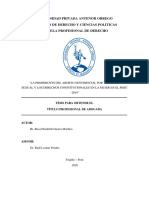 La Prohibición Del Aborto Sentimental Por Violación Sexual y Los Derechos Constitucionales en La Mujer en El Perú - 2019