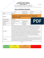 Public Warning Message - Tropical Storm Watch #3 For Trinidad - ORANGE LEVEL