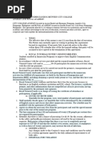 Memorandum of Understanding Between City College