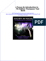 Society in Focus An Introduction To Sociology 7th Edition Thompson Test Bank Instant Download All Chapter