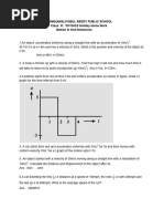 PHYSICS XI 1D Motion .Holiday Home Work