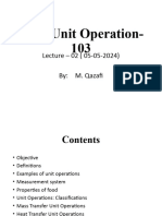 Food Unit Operation-103: Lecture - 02 (05-05-2024) By: M. Qazafi