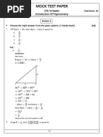 Introduction of Trigonometry (Mock Test Paper) - Solution