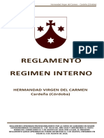 REGLAMENTO RÉGIMEN INTERNO - HERMANDAD VIRGEN DEL CARMEN Cardeña (Córdoba) - Aprobado en Sesión de Junta de Gobierno El 1 de Julio de