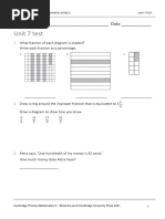 Prim Maths 5 2ed TR Unit 7 Test