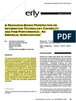 A Resource-Based Perspective On Information Technology Capability and Firm Performance-An Empirical Investigation