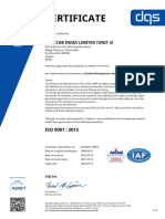 ISO 9001 2015 Certificate Valid Untill 12-07-2024