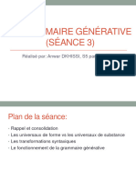 La Grammaire Générative Séance 3