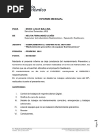 Informe Mensual Mantenimiento Preventivo y Correctivo de Equipos Febrero 2021