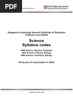 Science Syllabus Codes: Singapore-Cambridge General Certificate of Education Ordinary Level (2024)