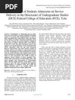 Appraisal of Students Admission On Service Delivery in The Directorate of Undergraduate Studies (DUS) Federal College of Education (FCE), Yola