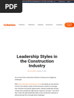 Leadership Styles in The Construction Industry: Products Industries Resources Company