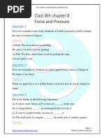 Class 8th Chapter 8 Force and Pressure