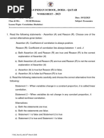 Economics Worksheet, Class 11 Correlation - 2023