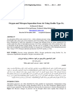 Oxygen and Nitrogen Separation From Air Using Zeolite Type 5A