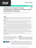 Evaluation and Analysis of Anxiety and Depression