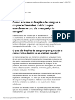 Como Encaro As Frações de Sangue e Os Procedimentos Médicos Que Envolvem o Uso de Meu Próprio Sangue - BIBLIOTECA ON-LINE Da Torre de Vigia