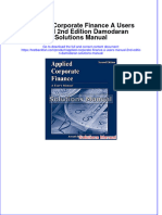 Applied Corporate Finance A Users Manual 2nd Edition Damodaran Solutions Manual All Chapters