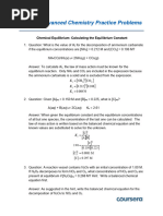 Chemical Equilibrium - Part 2 - Solutions