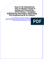 roceeding of 5 th International Conference on Recent Trends in Engineering and Technology ICRTET’2016 Volume 1 Computer Engineering Information Technology Civil Engineering M. M. Rathore full chapter instant download