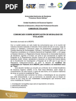 Comunicado Sobre Modalidad de Titulación Medpd