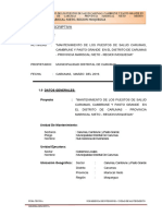 Memoria Descriptiva de Puesto de Salud Carumas, Cambrune y Pasto Grande - Final