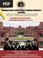 Official Brochure of B.SC Agriculture Hons For Maharaja Ranjit Singh Punjab Technical University, Bathinda