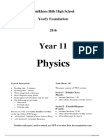 Baulkham Hills 2016 Physics Prelim Yearly & Solutions